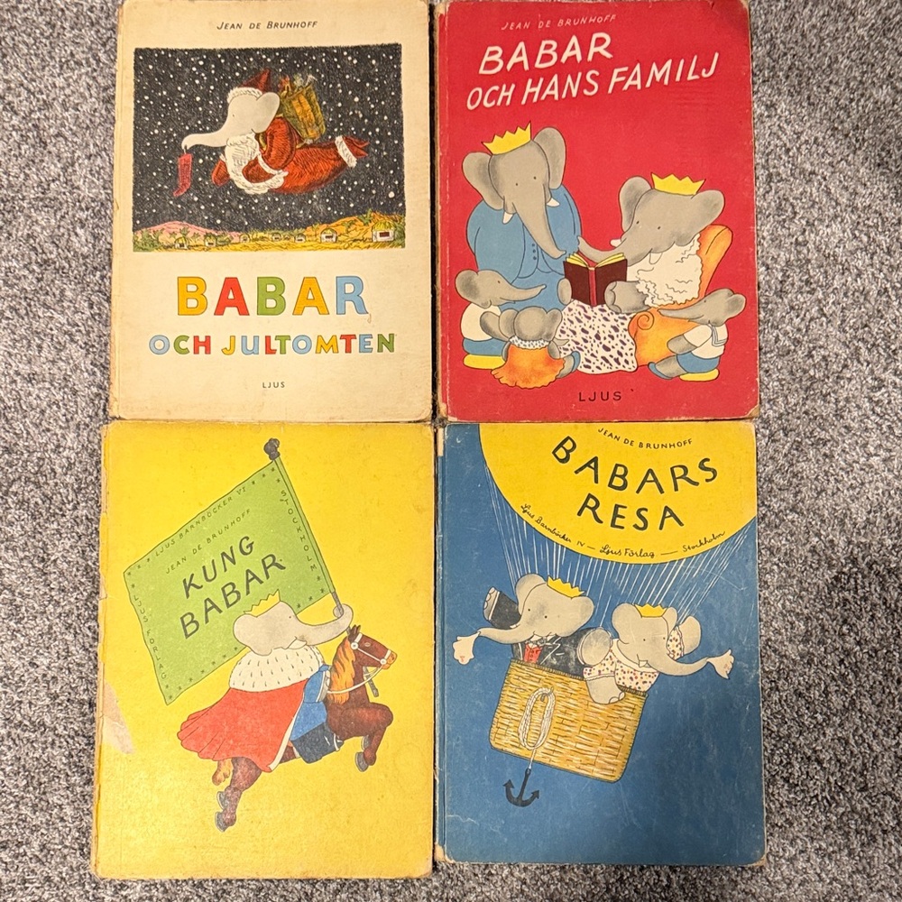 Babar Kids Storybook Collection in Swedish 1946-1949